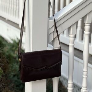 Vintage Mahogany Brown Leather Shoulder Bag